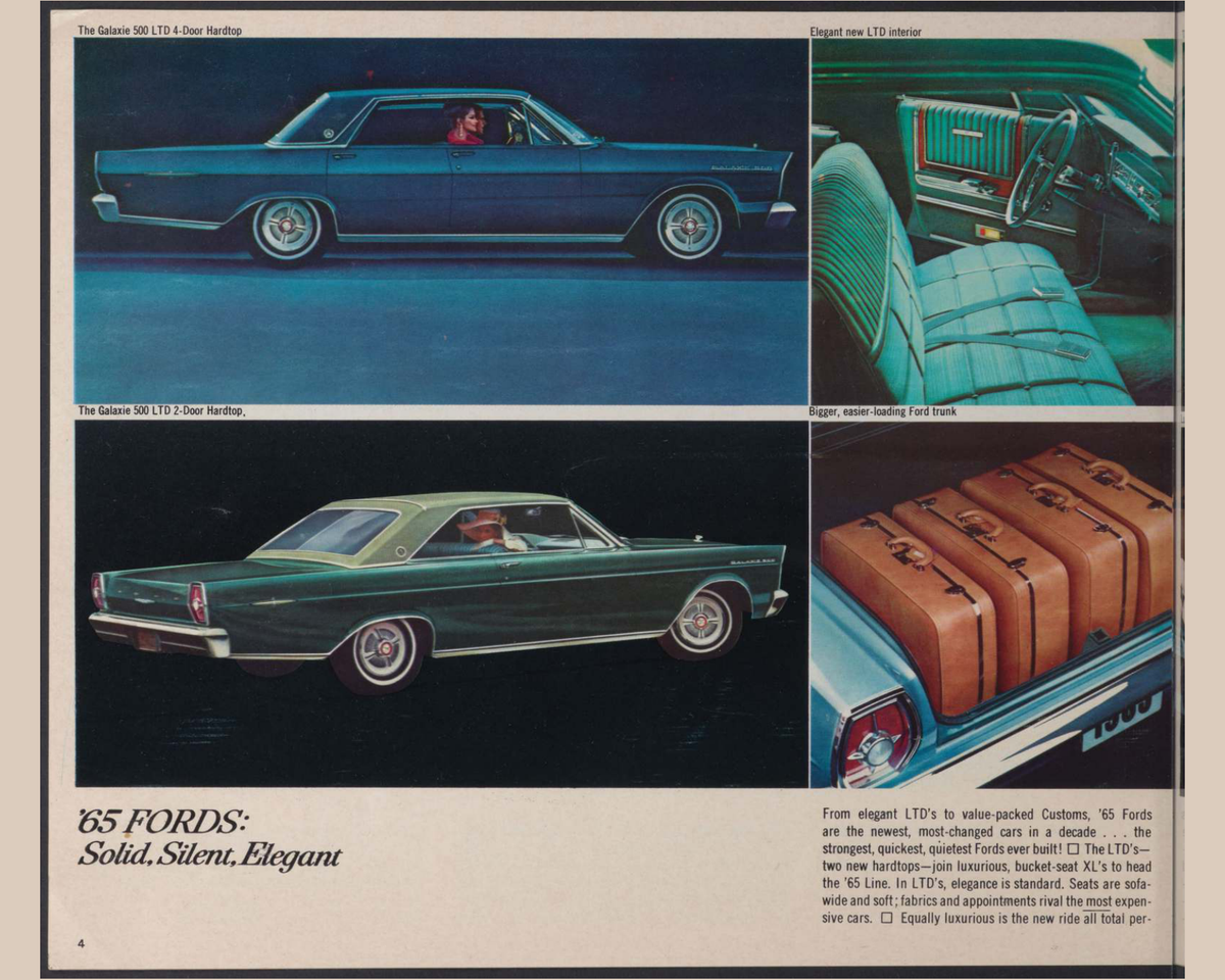 1965 Ford Car Lineup Brochure Page 4 0065-0036 — 16×20 proportions