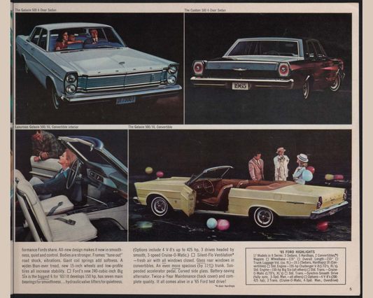 1965 Ford Car Lineup Brochure Page 5 0065-0037 — 16×20 proportions