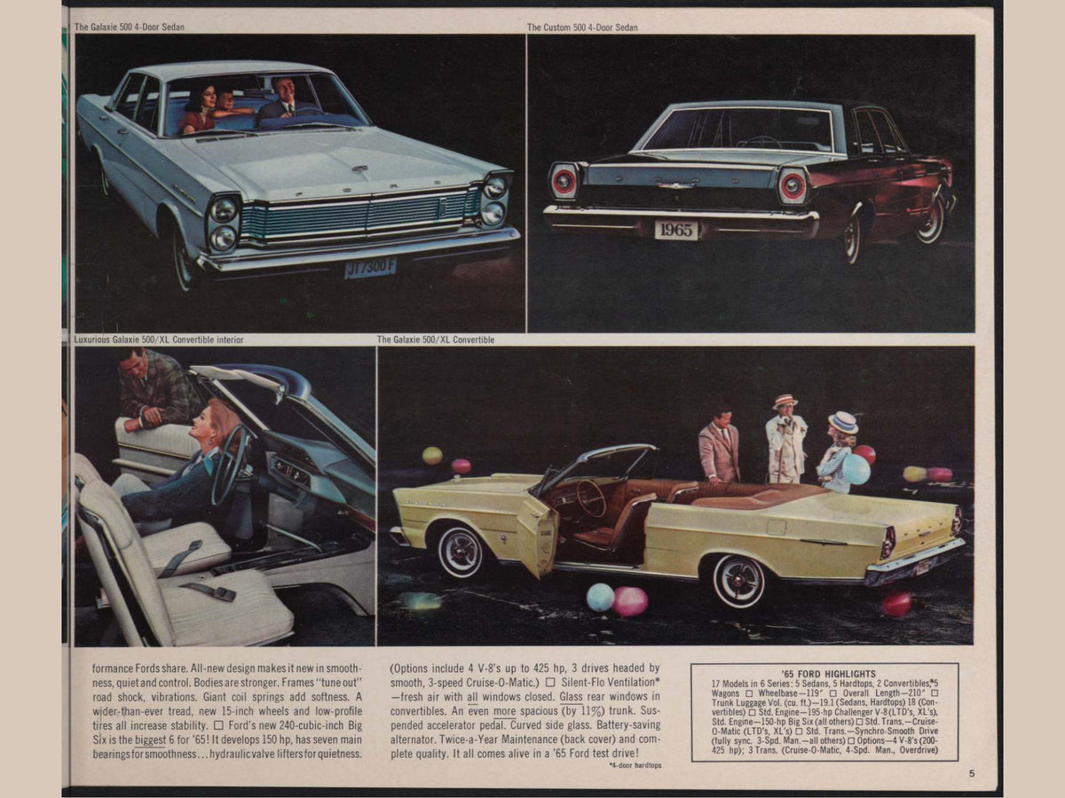 1965 Ford Car Lineup Brochure Page 5 0065-0037 — 18×24 proportions