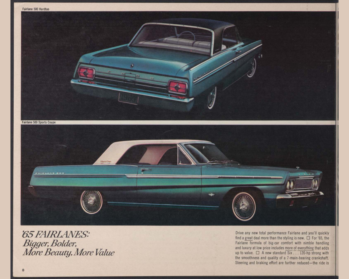 1965 Ford Car Lineup Brochure Page 8 0065-0040 — 16×20 proportions