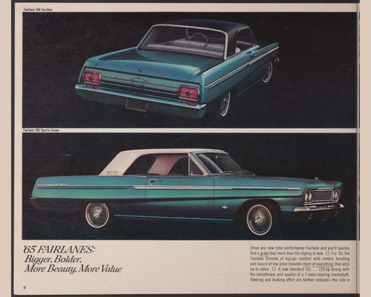 1965 Ford Car Lineup Brochure Page 8 0065-0040 — 16×20 proportions