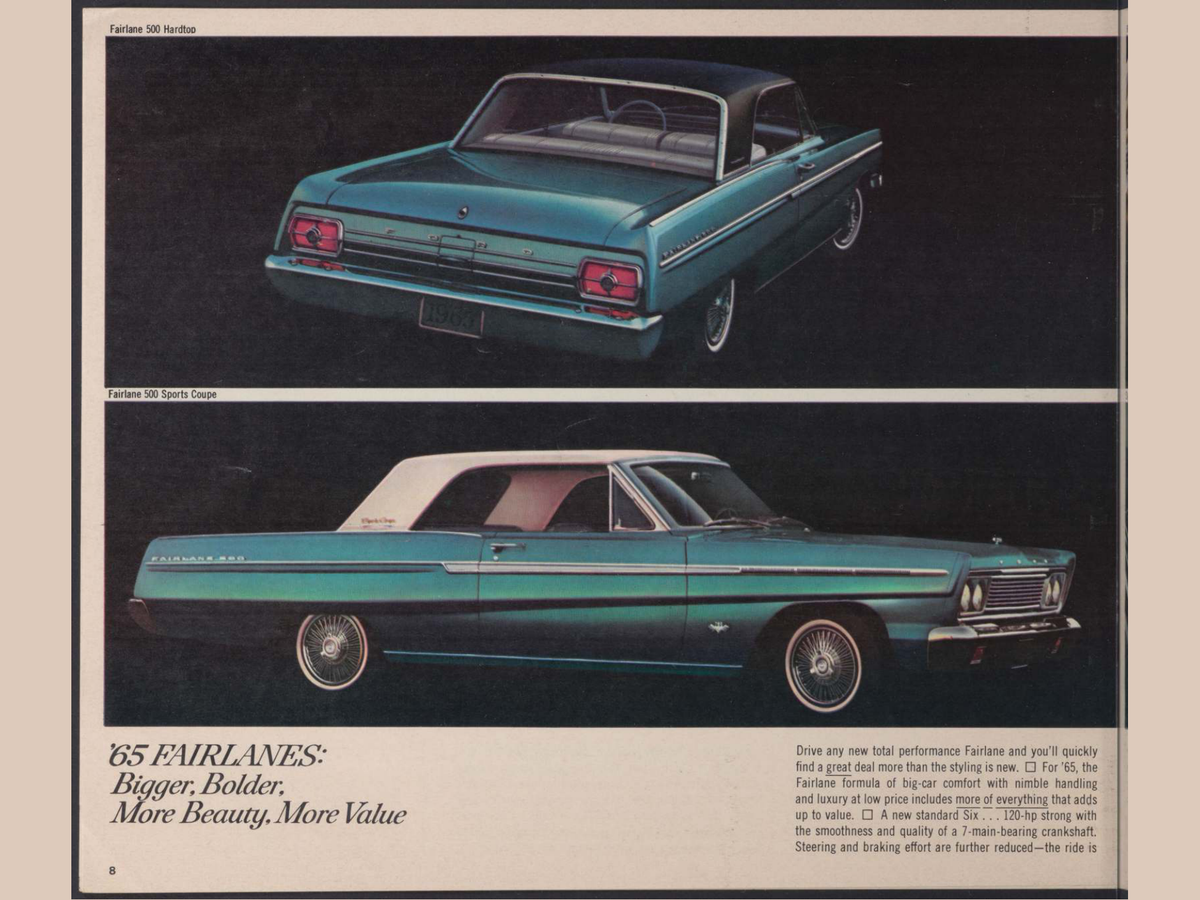 1965 Ford Car Lineup Brochure Page 8 0065-0040 — 18×24 proportions