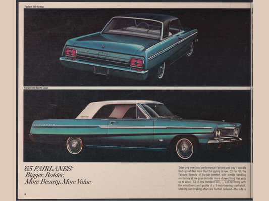 1965 Ford Car Lineup Brochure Page 8 0065-0040 — 18×24 proportions