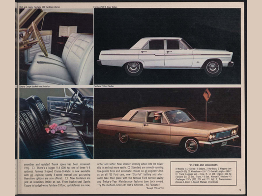 1965 Ford Car Lineup Brochure Page 9 0065-0041 — 18×24 proportions