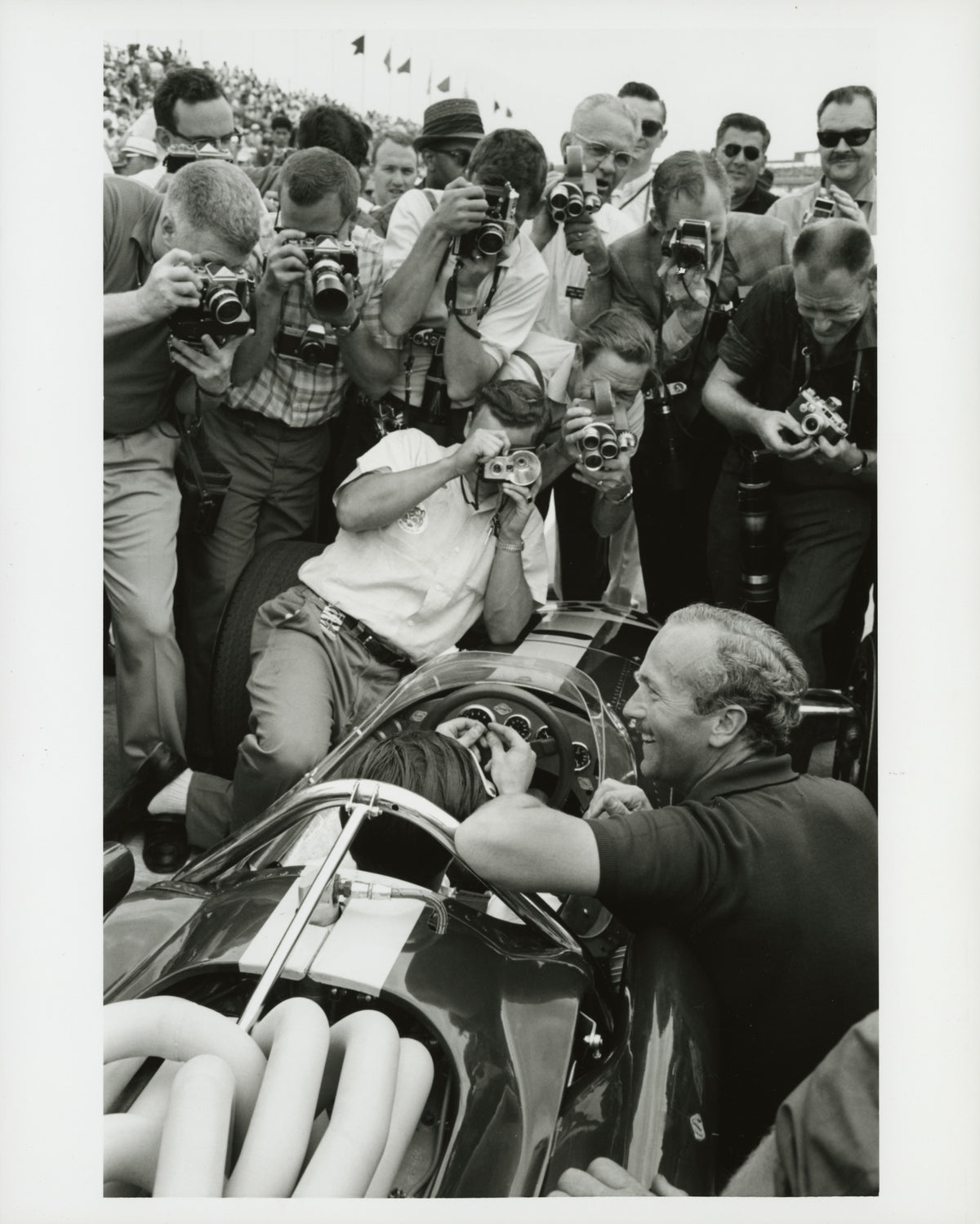 1965 — Jim Clark in Lotus Racer after Winning the Indianapolis 500 Race, 1965 — Fordimages 0065-0065; source THF110512