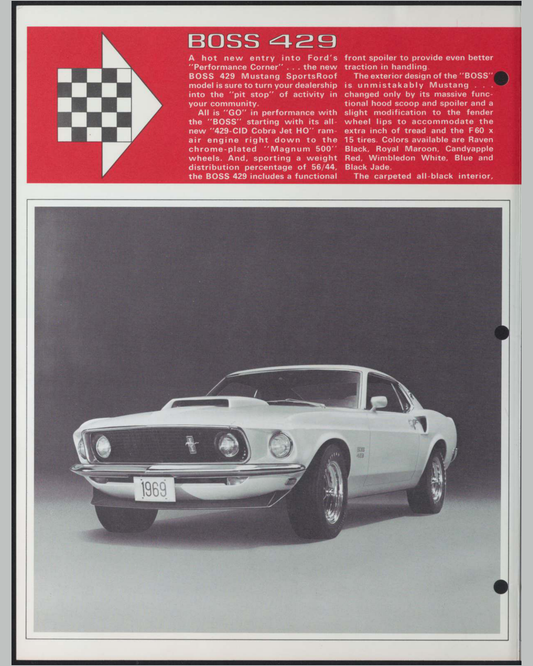 1969 Ford Mustang Boss 429 Brochure Page 2 0069-0001 — 16×20 proportions