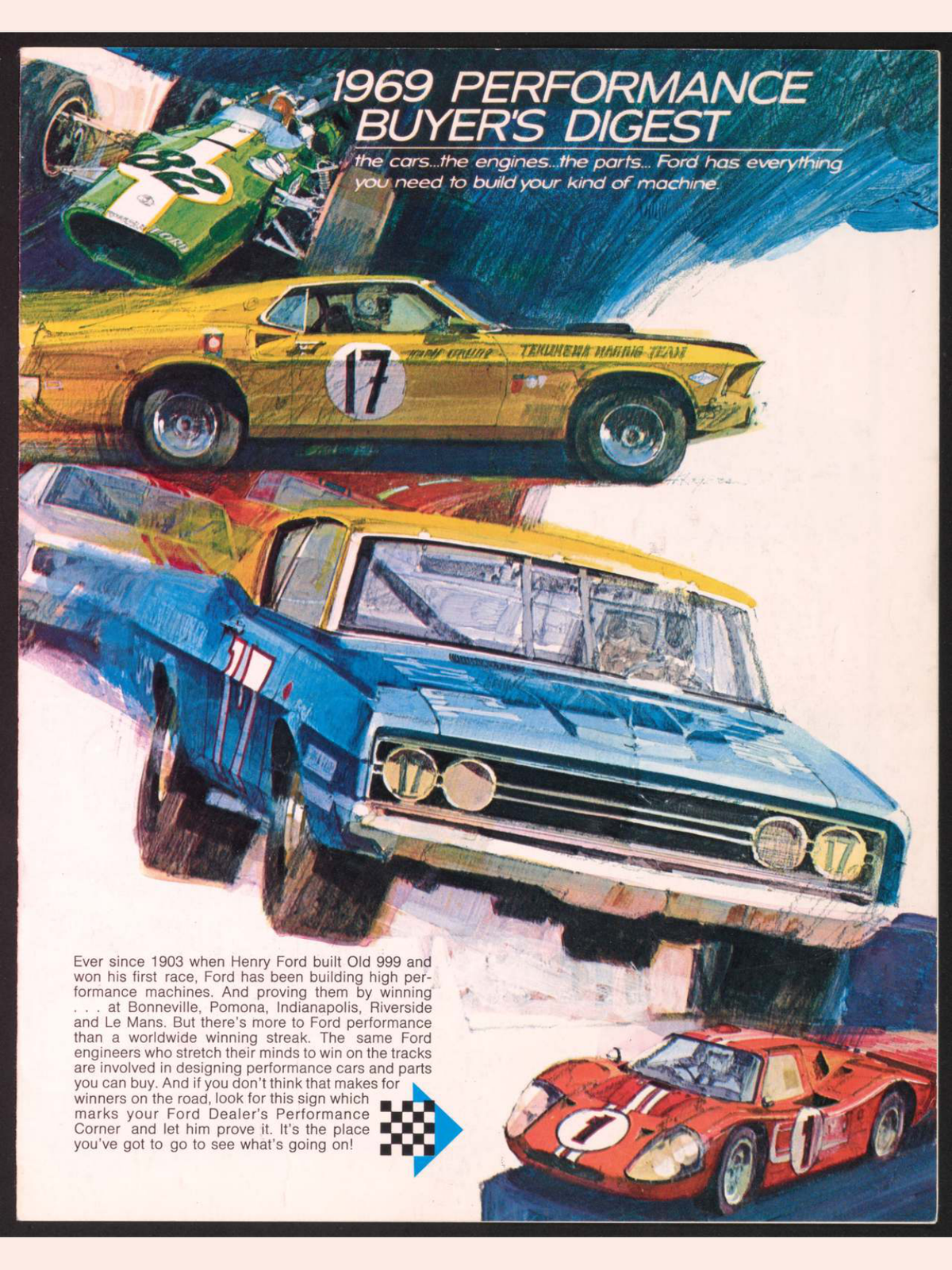 1969 Performance Buyer'S Digest Cobra Torino Mustang Sales Brochure Page 1 0069-0003 — 18×24 proportions