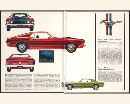 1969 Performance Buyer'S Digest Cobra Torino Mustang Sales Brochure Spread 4-5 0069-0005 — 16×20 proportions