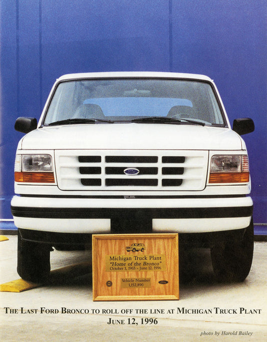 418  1996 Ford Navigator newsletter last Bronco off the line AR 65 90 307 0144-0336