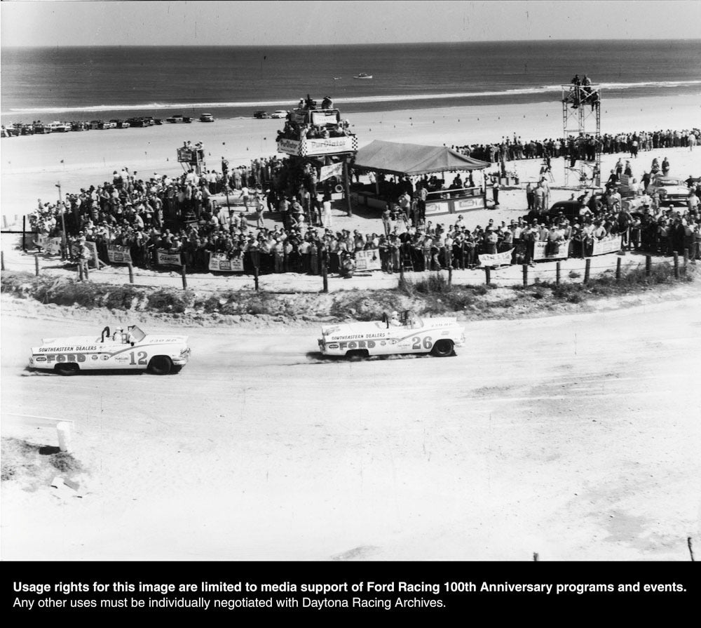 1956 Curtis Turner (26) and Joe Weatherly (12) finished one two 14 times in NASCAR convertible division 0144-0669