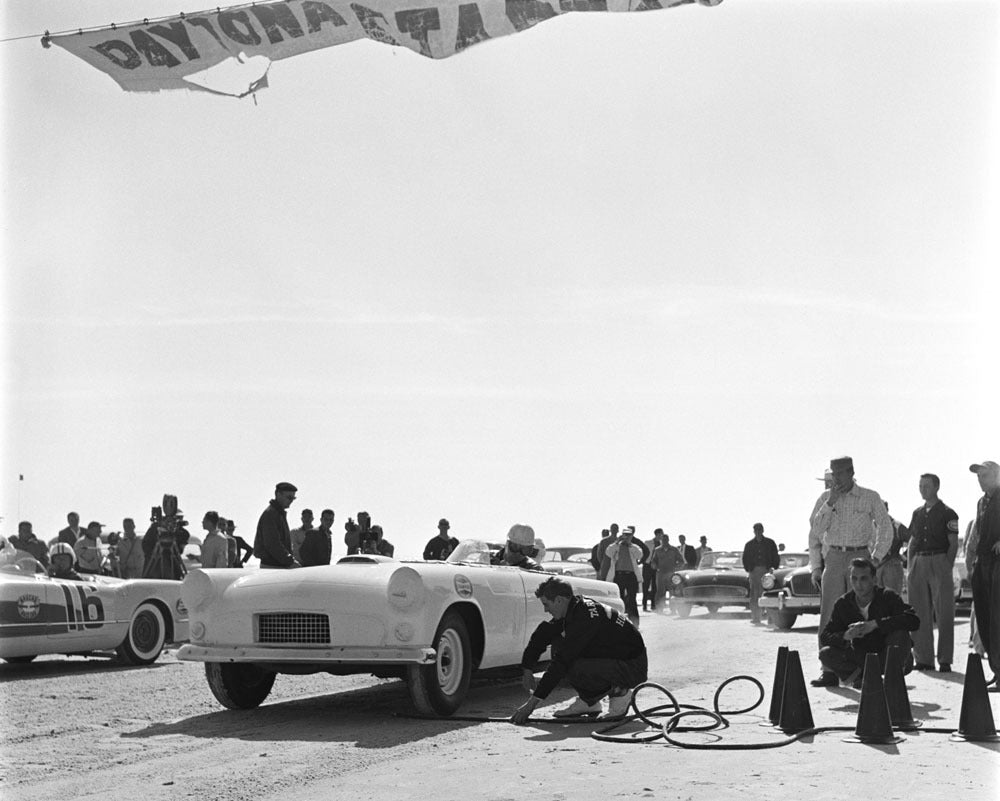 1956 Ford Thunderbird race car at Daytona neg 108900 152 0144-0696