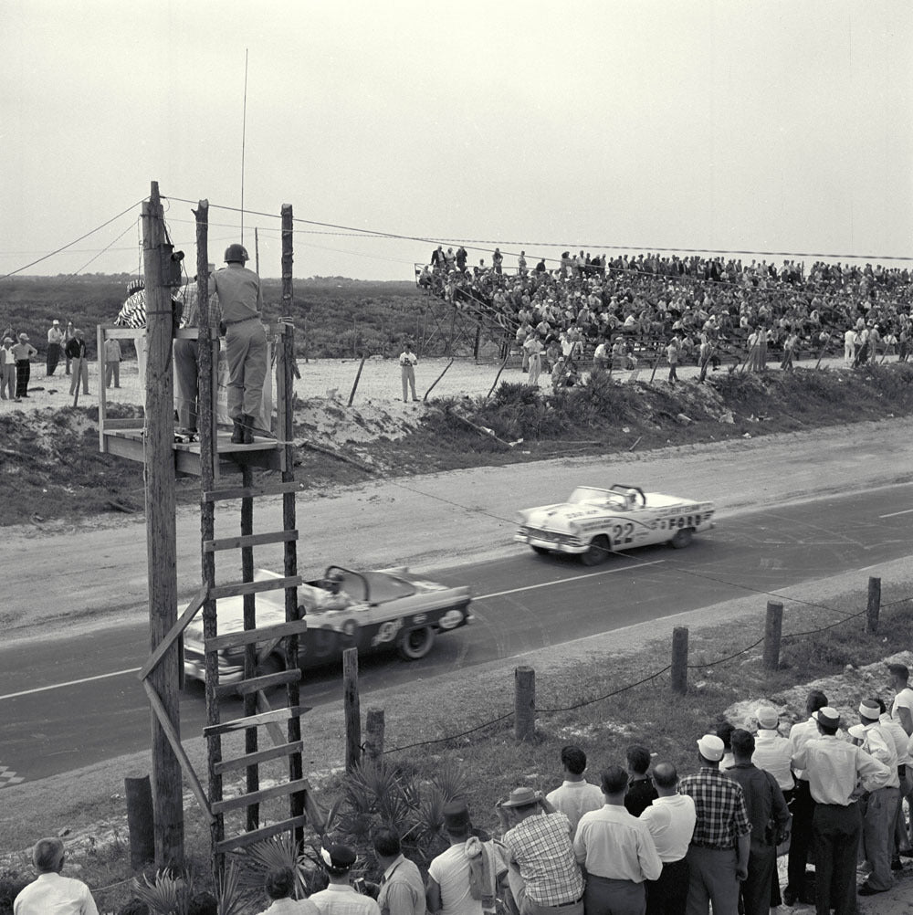 1956 NASCAR Grand National Convertible Championship Race Daytona Florida Curtis Turner (26) wins in his Ford Convertible CD 1098 3282 4909 4 0144-0716