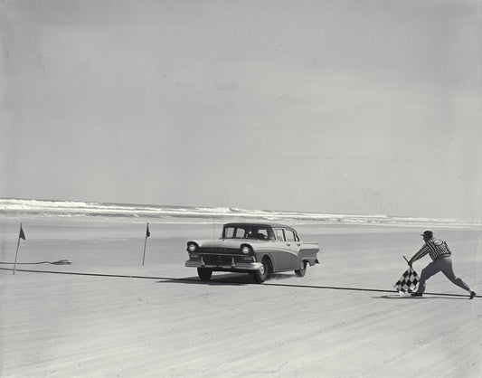 1957 NASCAR Daytona Beach Speed Weeks Florida 1957 Ford Fairlane 500's making speed runs on the beach CD 1098 3282 4910 11 0144-0764