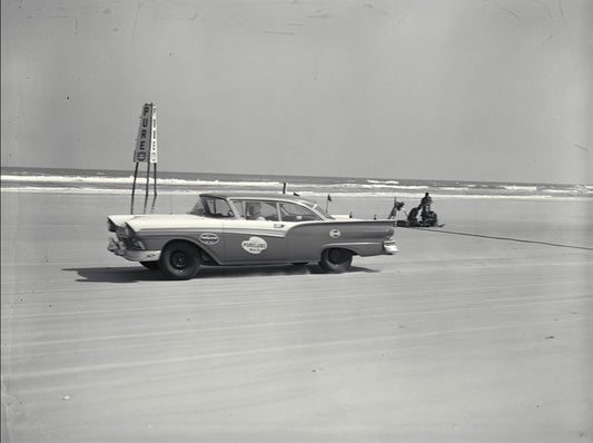 1957 NASCAR Daytona Beach Speed Weeks Florida 1957 Ford Fairlane 500's making speed runs on the beach CD 1098 3282 4910 13 0144-0765