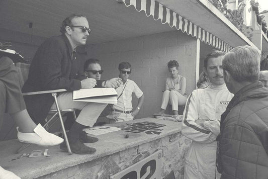 1967 Belgium Grand Prix Spa Francochamps Colin Chapman with stop watch and chart CD 0554 3252 2922 23 0144-0984