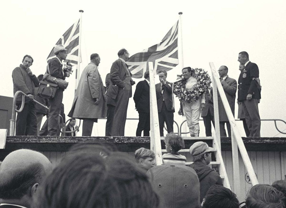 1967 Dutch Grand Prix Assen Netherlands Jim Clark on the victory rostrum CD 0554 3252 2911 7 0144-0998