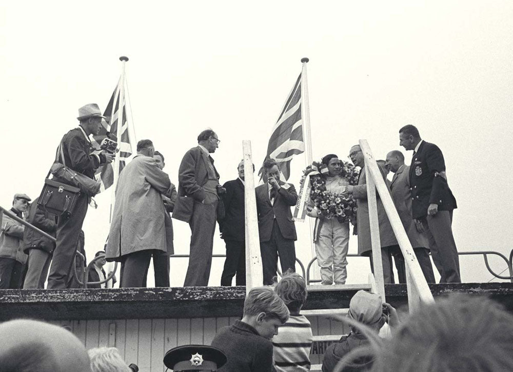 1967 Dutch Grand Prix Assen Netherlands Jim Clark on the victory rostrum CD 0554 3252 2911 8 0144-0999