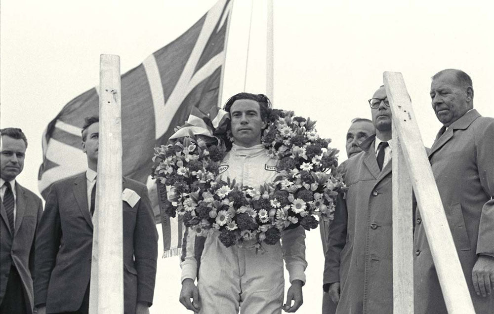 1967 Dutch Grand Prix Assen Netherlands Jim Clark on victory podium CD 0554 3252 2911 41 0144-1001