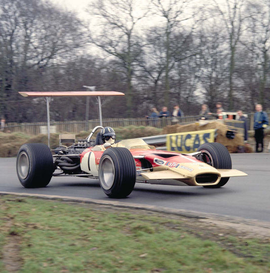 1969 Race of Champions England Graham Hill races toward the win in a Lotus 49 Ford CD 0777 3292 0624 15 0144-1106