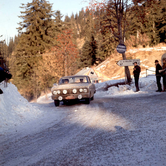 1963 Monte Carlo Rally Winning Ford Falcon in the snow 1150B-FO 0144-4586