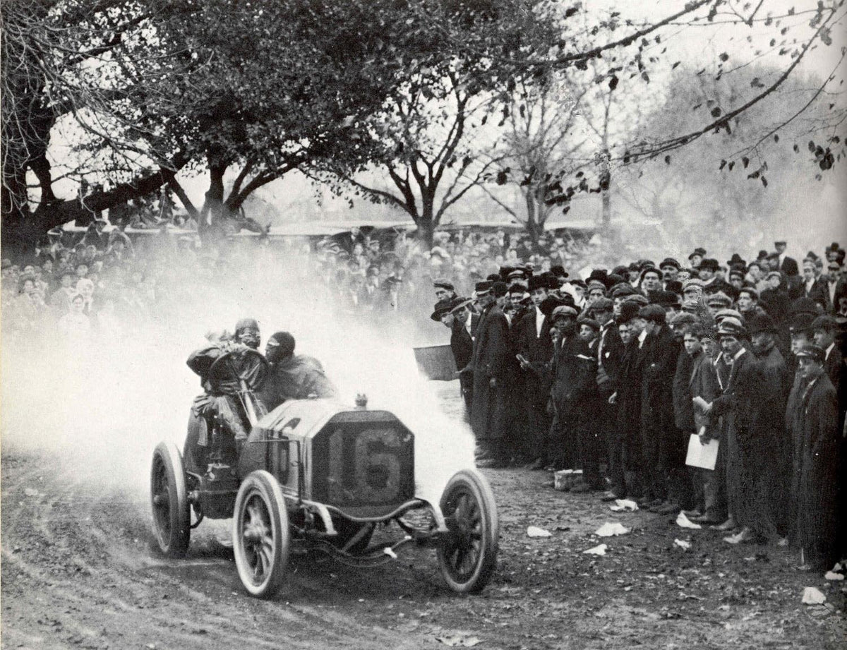 Ford Motor Company archival image documenting Locomobile Vanderbilt Cup Race 1908.