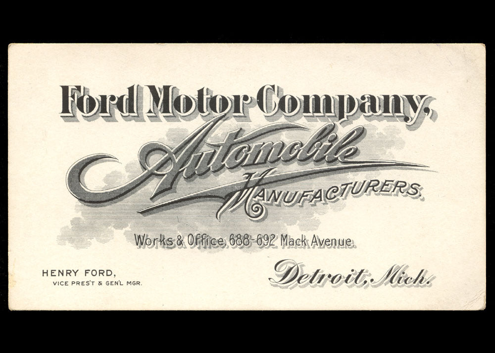 Henry Ford Business Card 1903 1904 0400-1247