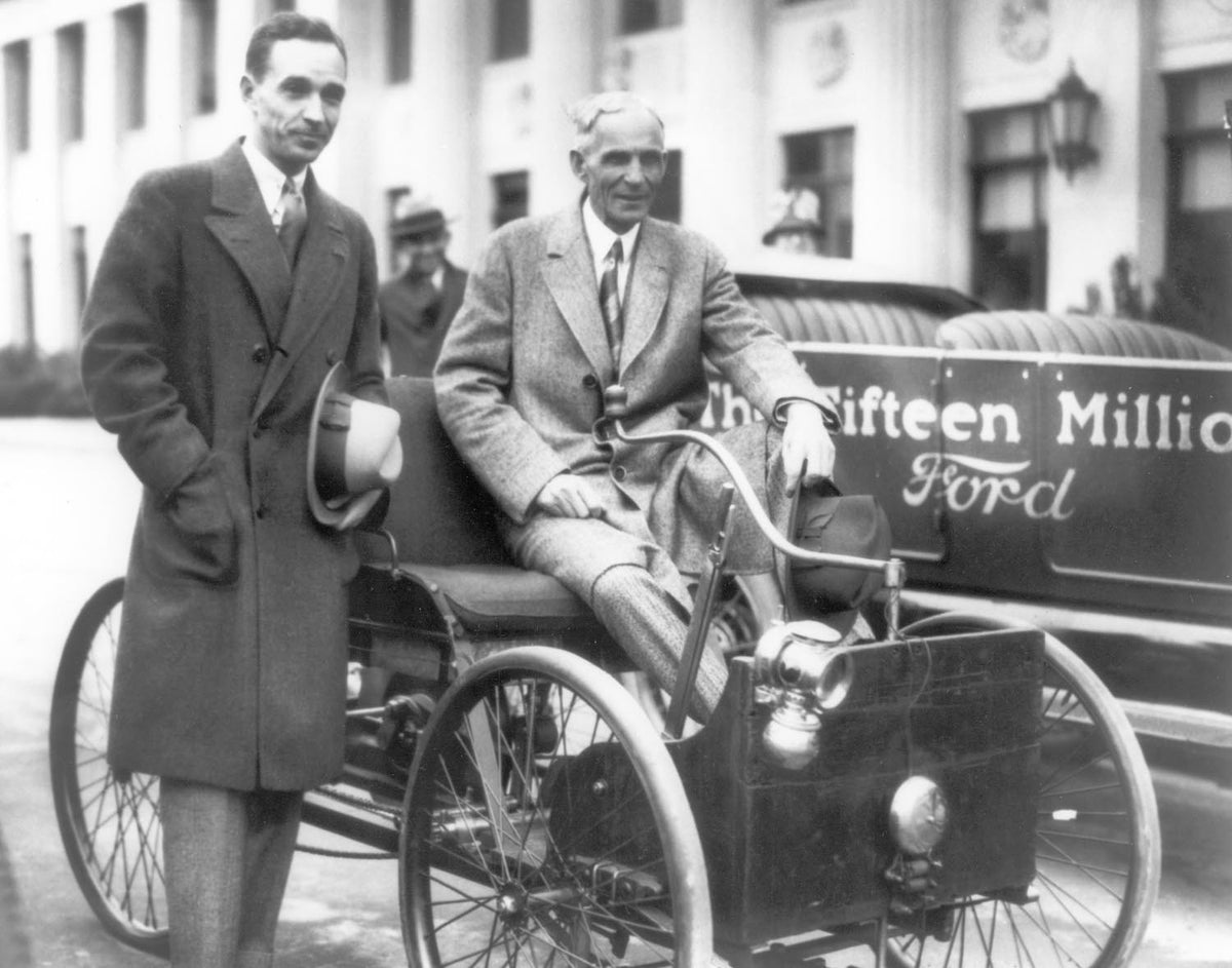 Ford Motor Company archival image documenting Fifteen Millionth Ford Quadricycle 05 26 1927.