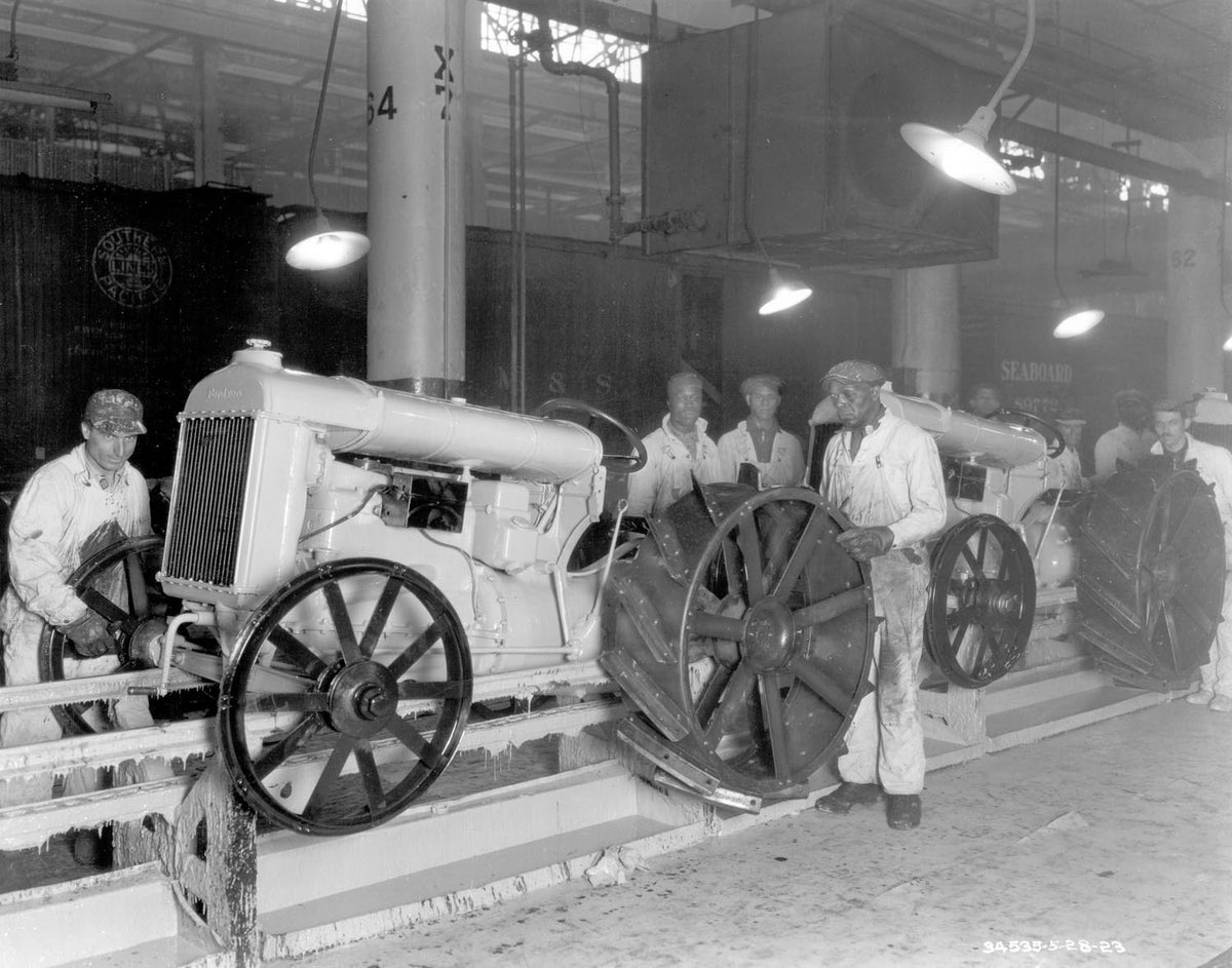 Original archival image documenting Fordson Tractor Plant Assembly Line 05 28 1923.