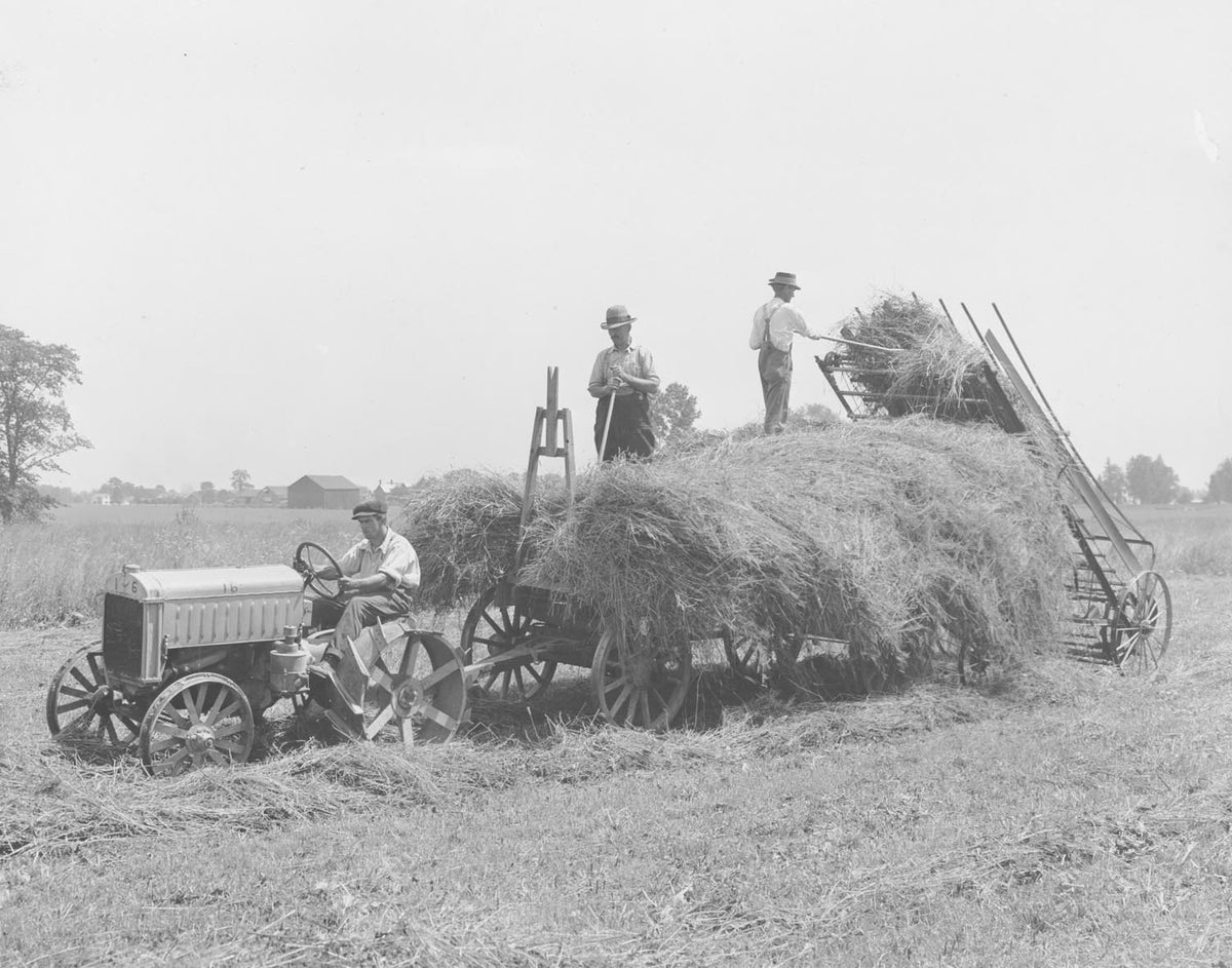 Original archival image documenting Fordson Tractor Hay Wagon 07 28 1927.