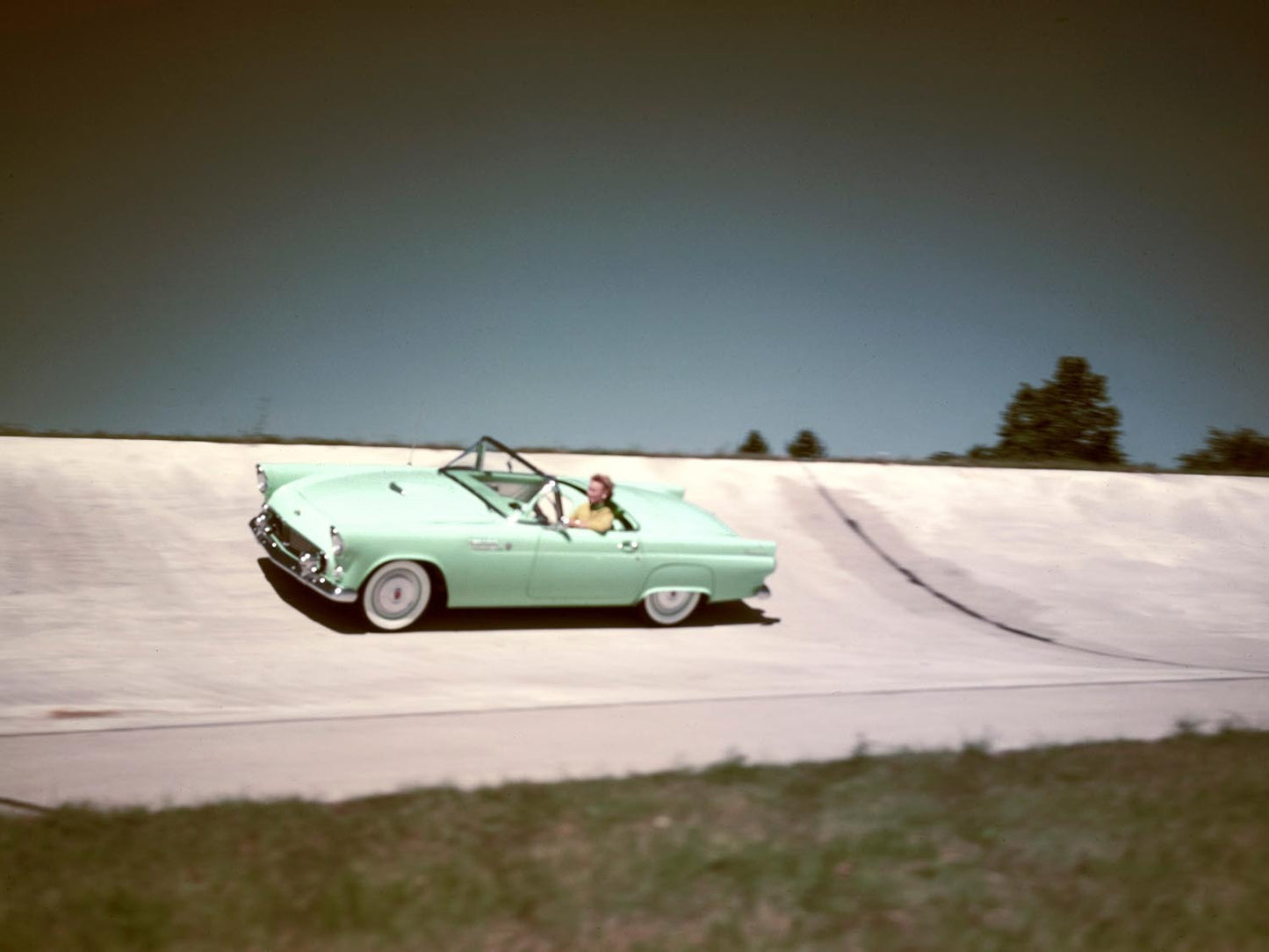 1955 Ford Thunderbird on test track 0400-8327