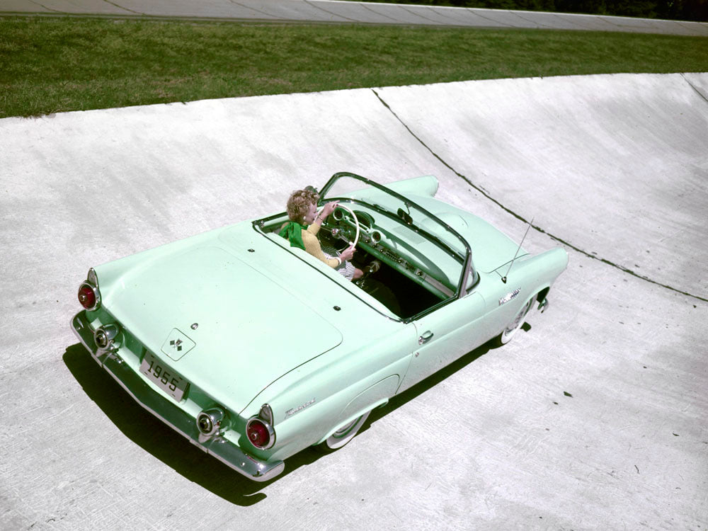 1955 Ford Thunderbird on test track 0400-8328