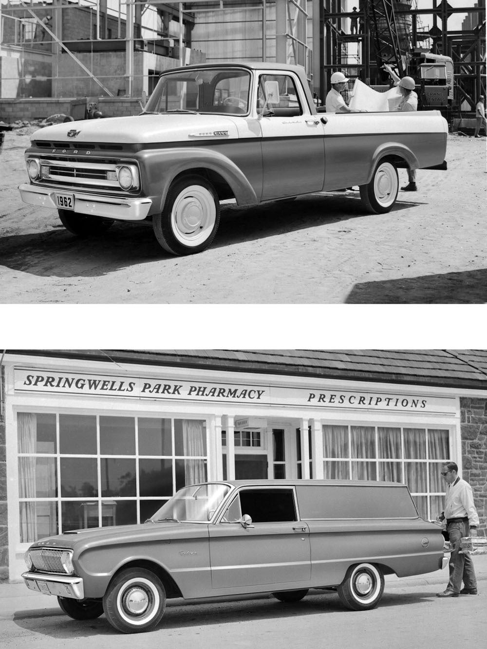 1962 Ford F 100 Styleside pickup and Falcon Sedan 0400-8545