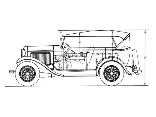 1932 Ford Phaeton Seat Packaging sketch 0400-8831