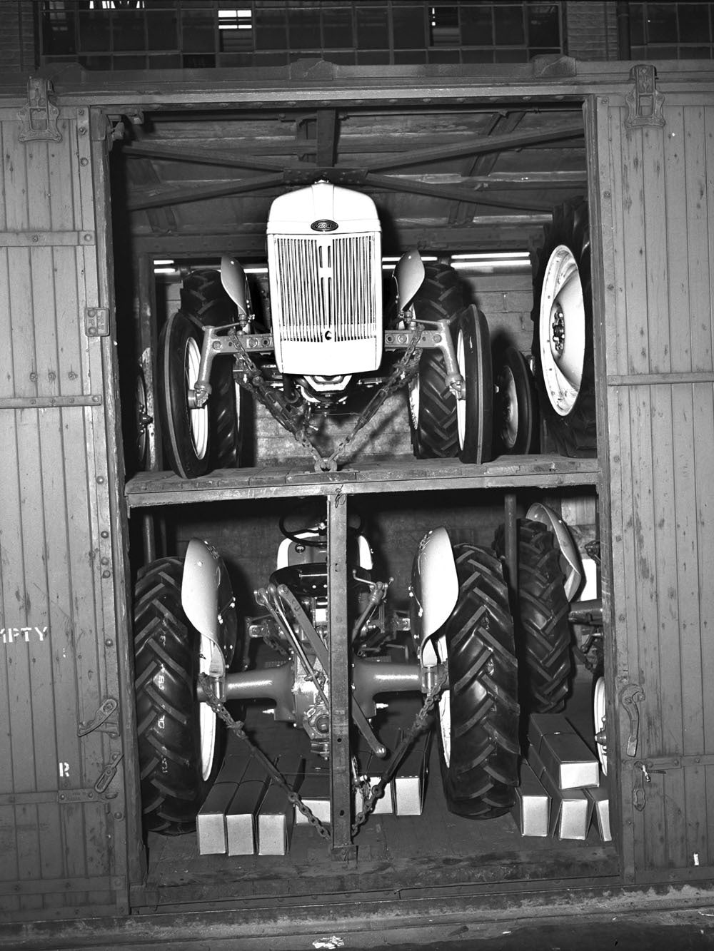 1951 Ford Tractors loaded in box car 0400-9113