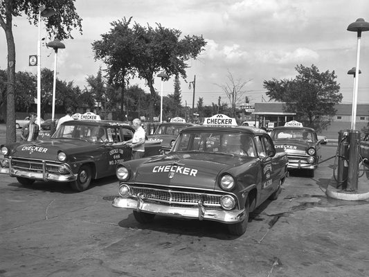 1955 Ford taxi cabs being fueled 0400-9270