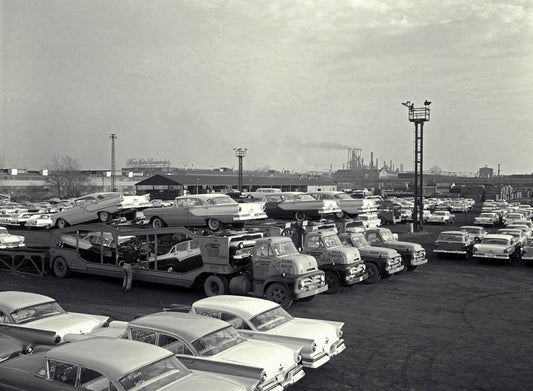 1957 Fords ready for shipment at Rouge Plant  0401-0375