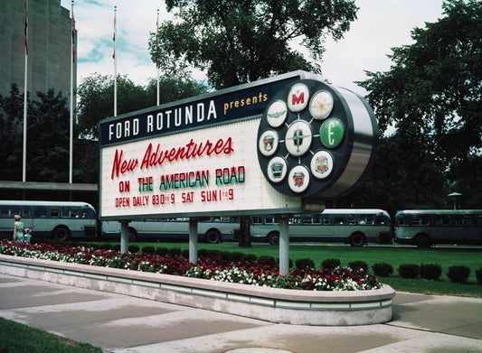 1959 Ford Rotunda sign for New Adventures on the A  0401-0388