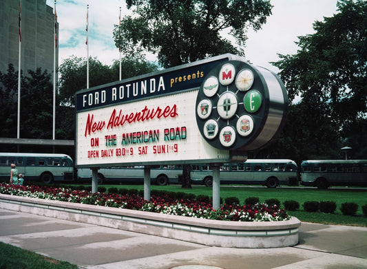 1959 Ford Rotunda sign for New Adventures on the A  0401-0388