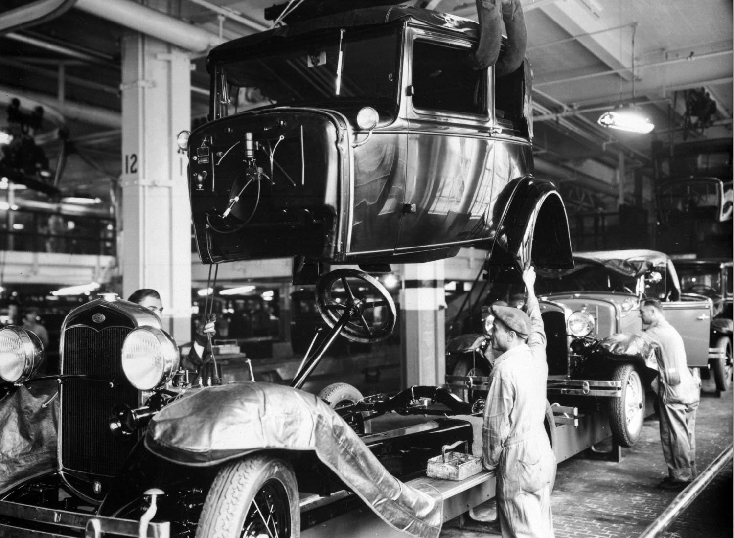 1931 Ford Model A Victoria Coupe mating to chassis  0401-0740