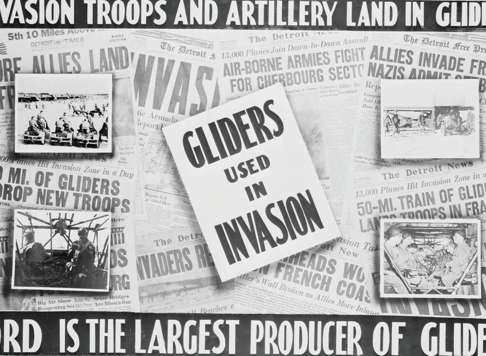 1944 Ford poster with newspaper headlines about gl  0401-0997
