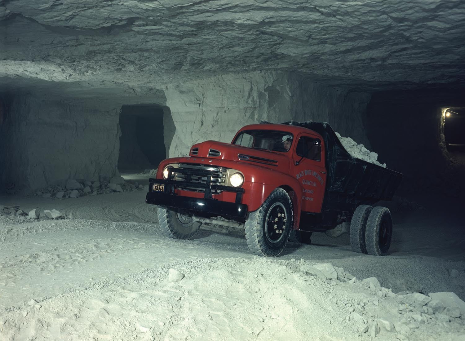1949 Ford F 8 truck hauling limestone underground  0401-1401