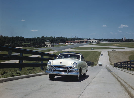 1951 Ford convertible on test track  0401-1437