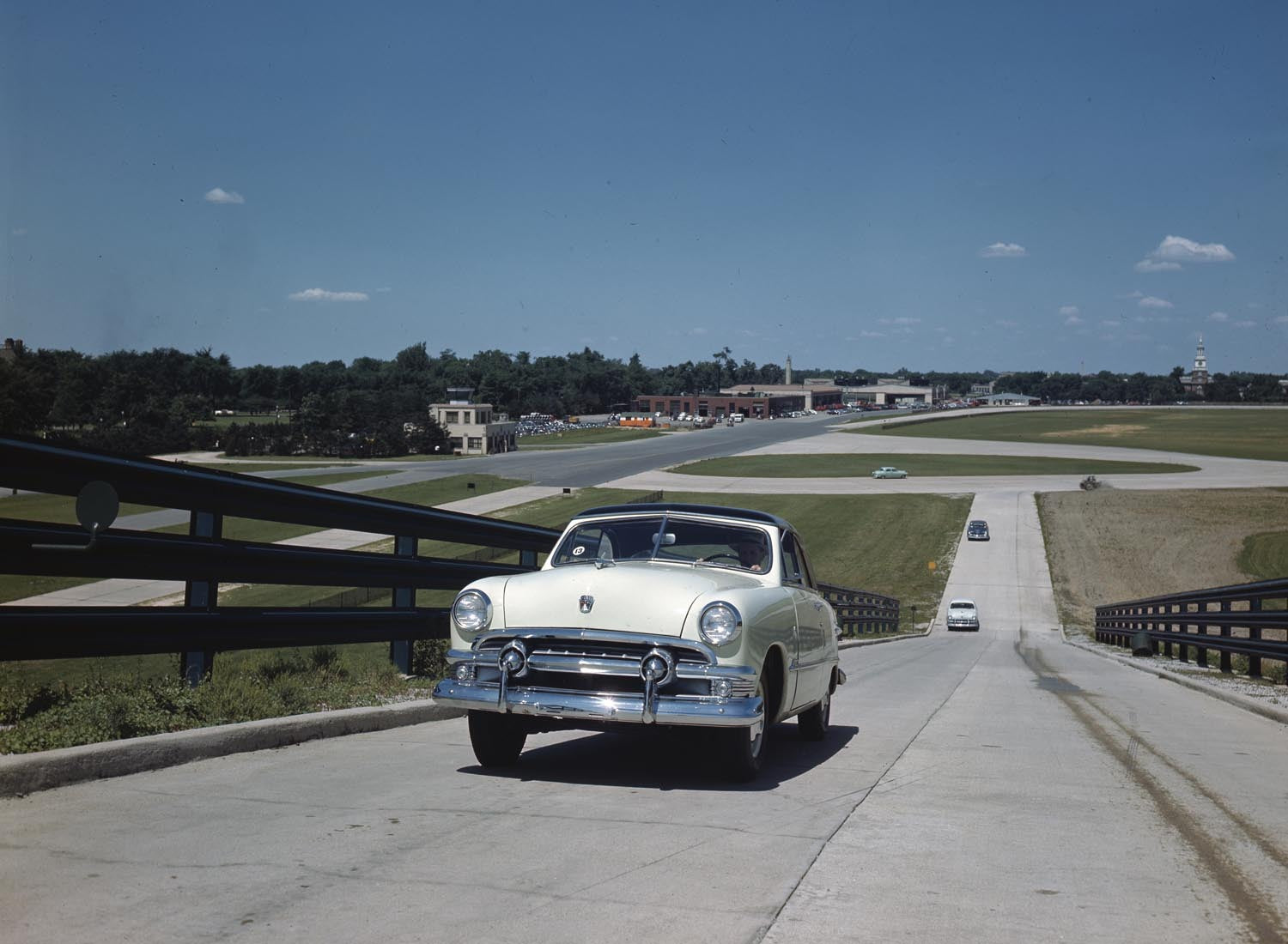 1951 Ford convertible on test track  0401-1437