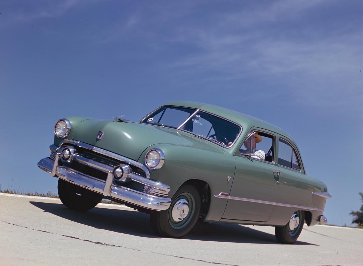 1951 Ford on high speed test track  0401-1445