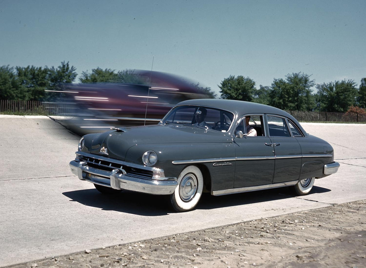 1951 Lincoln Cosmopolitan on test track  0401-1465