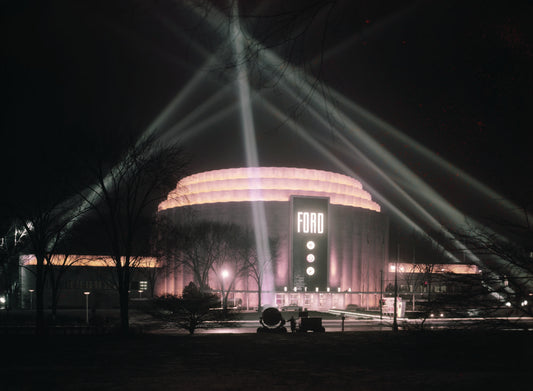 1954 Ford Rotunda exterior view at night with ligh 0401-1576