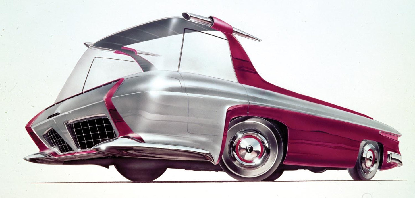1955 Ford concept car student rendering used in Fe  0401-1614