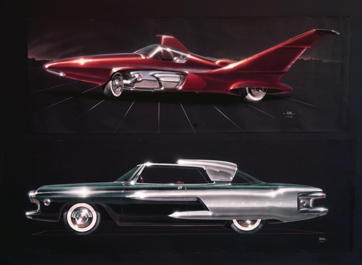 1955 Ford concept car student renderings used in F  0401-1617