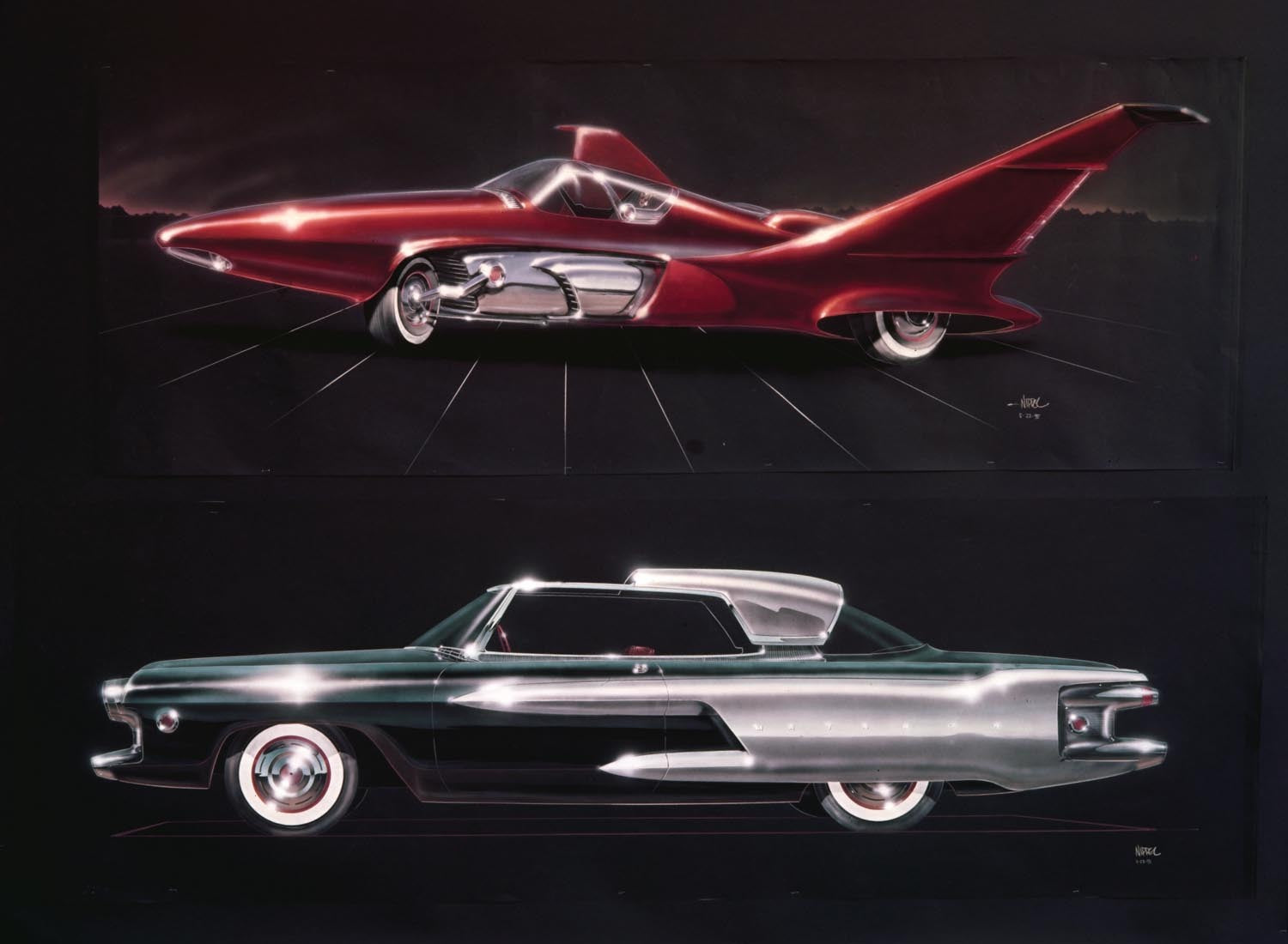1955 Ford concept car student renderings used in F  0401-1617