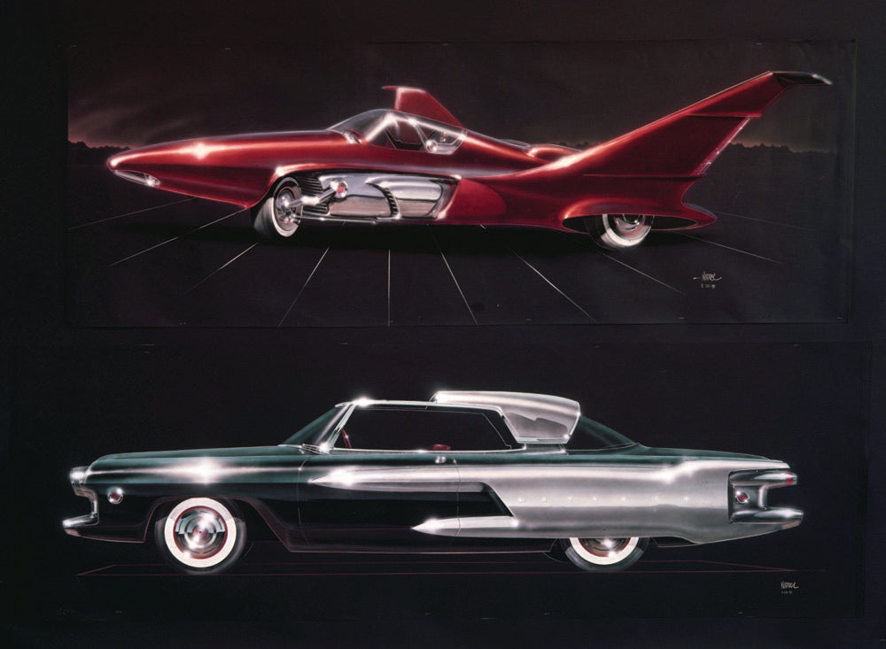 1955 Ford concept car student renderings used in F  0401-1617